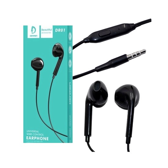 DENMEN WIRE CONTROL EARPHONES DR01 BLACK